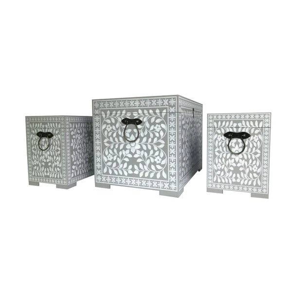 Dunelm Grey And White Hand Painted Chest 2 Dunelm Grey And White Hand Painted Chest - Image 2