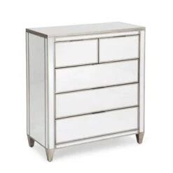 Dunelm Fitzgerald 5 Drawer Chest, Mirrored 8 Dunelm Fitzgerald 5 Drawer Chest, Mirrored -The Furniture Store 1000133581 alt02