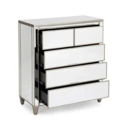 Dunelm Fitzgerald 5 Drawer Chest, Mirrored 9 Dunelm Fitzgerald 5 Drawer Chest, Mirrored -The Furniture Store 1000133581 alt03