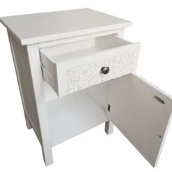 Dunelm Samira 1 Door & 1 Drawer Chest, White -The Furniture Store 1000133599 alt02