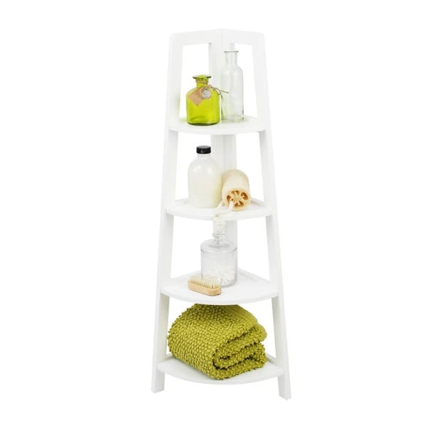 Lloyd Pascal White 4 Tier Corner Shelving Unit 2 Lloyd Pascal White 4 Tier Corner Shelving Unit - Image 2