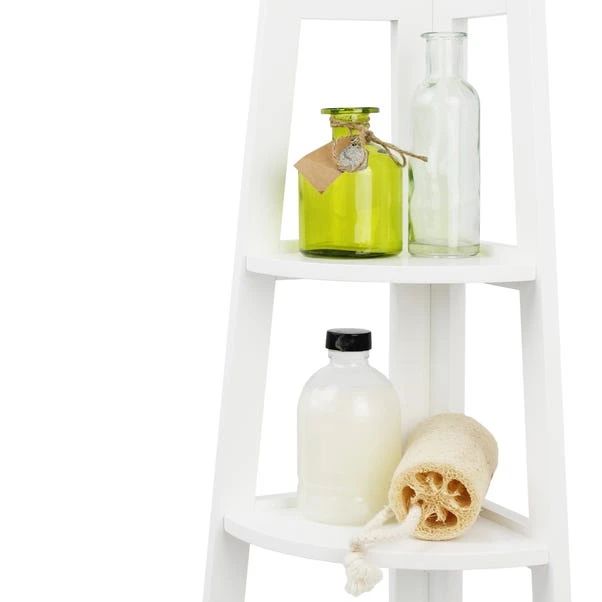 Lloyd Pascal White 4 Tier Corner Shelving Unit 3 Lloyd Pascal White 4 Tier Corner Shelving Unit - Image 3