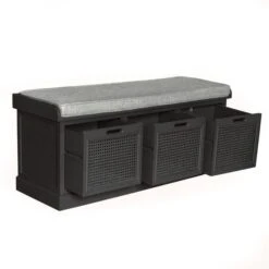 Dunelm Lucy Cane Charcoal Storage Bench -The Furniture Store 1000150474 alt03