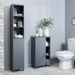 Lloyd Pascal Grey Wave Tall Cabinet -The Furniture Store 1000160243 alt02