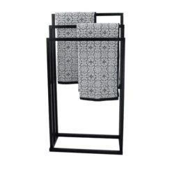 Lloyd Pascal Black 3 Rail Free Standing Towel Holder -The Furniture Store 1000161863 alt02