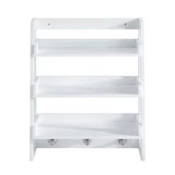 Lloyd Pascal Jasper White Wall Mounted Shelves With Chrome Hooks 8 Lloyd Pascal Jasper White Wall Mounted Shelves With Chrome Hooks -The Furniture Store 1000182100 alt03
