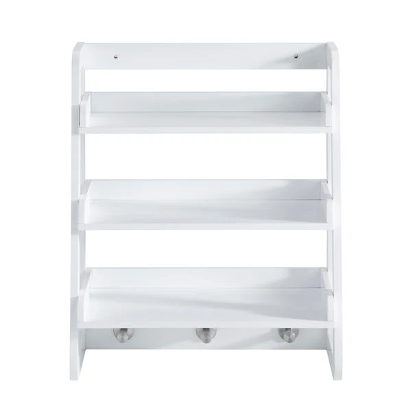 Lloyd Pascal Jasper White Wall Mounted Shelves With Chrome Hooks 4 Lloyd Pascal Jasper White Wall Mounted Shelves With Chrome Hooks - Image 4