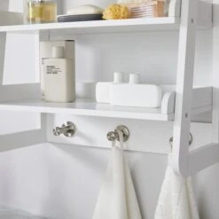 Lloyd Pascal Jasper White Wall Mounted Shelves With Chrome Hooks 9 Lloyd Pascal Jasper White Wall Mounted Shelves With Chrome Hooks -The Furniture Store 1000182100 alt04