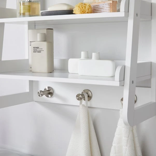 Lloyd Pascal Jasper White Wall Mounted Shelves With Chrome Hooks 5 Lloyd Pascal Jasper White Wall Mounted Shelves With Chrome Hooks - Image 5