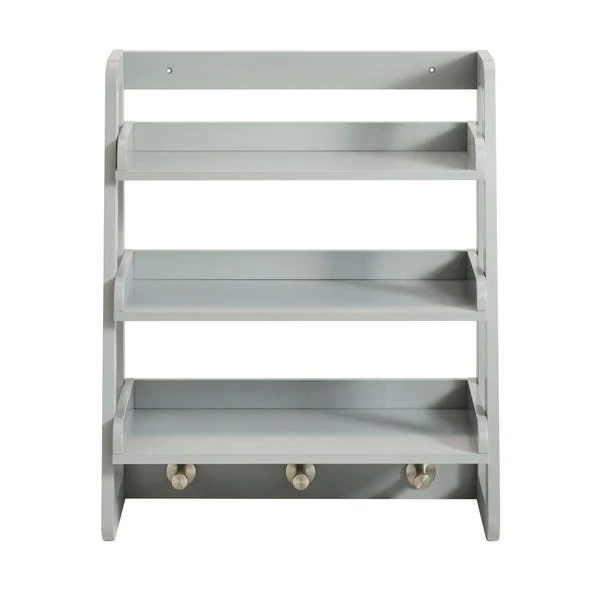 Lloyd Pascal Jasper Grey Wall Mounted Shelves With Chrome Hooks 4 Lloyd Pascal Jasper Grey Wall Mounted Shelves With Chrome Hooks - Image 4