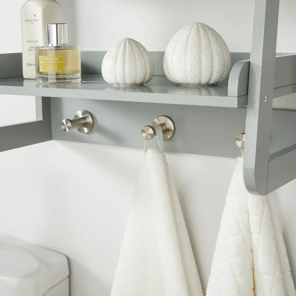 Lloyd Pascal Jasper Grey Wall Mounted Shelves With Chrome Hooks 5 Lloyd Pascal Jasper Grey Wall Mounted Shelves With Chrome Hooks - Image 5