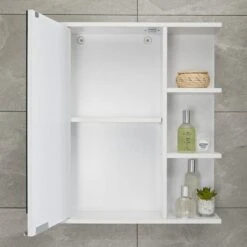 Lloyd Pascal Jaxon White Single Door Wall Cabinet With Open Shelves -The Furniture Store 1000182104 alt02