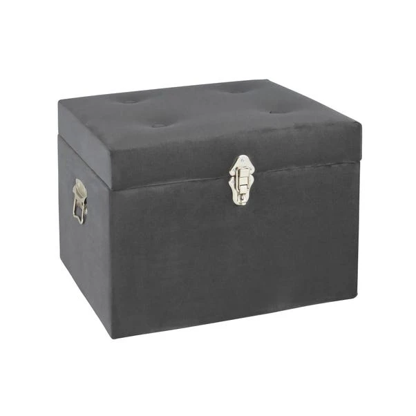Dunelm Luxe Grey Velvet Storage Trunk 3 Dunelm Luxe Grey Velvet Storage Trunk - Image 3