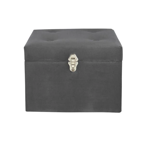 Dunelm Luxe Grey Velvet Storage Trunk 4 Dunelm Luxe Grey Velvet Storage Trunk - Image 4