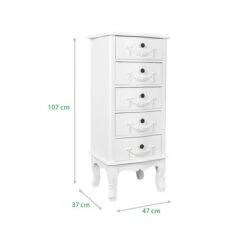 Dunelm Toulouse Tall 5 Drawer Chest, Ivory -The Furniture Store 30139829 alt05