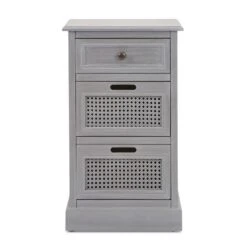 Dunelm Lucy Cane 3 Drawer Bedside Table