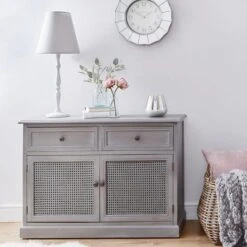 The Furniture Store 41 Dunelm Lucy Cane Grey Small Sideboard