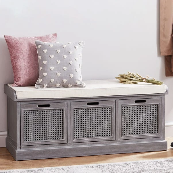Dunelm Lucy Cane Grey Storage Bench 1 Dunelm Lucy Cane Grey Storage Bench