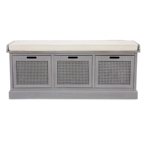 Dunelm Lucy Cane Grey Storage Bench 2 Dunelm Lucy Cane Grey Storage Bench - Image 2