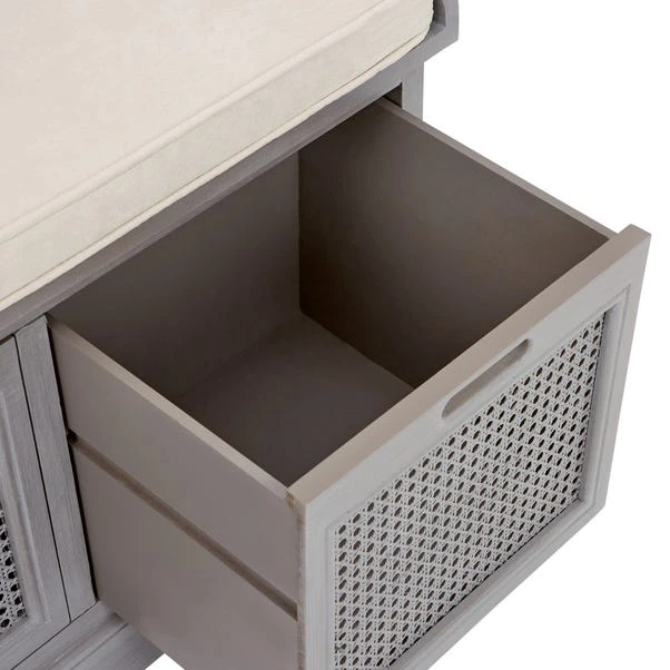 Dunelm Lucy Cane Grey Storage Bench 4 Dunelm Lucy Cane Grey Storage Bench - Image 4