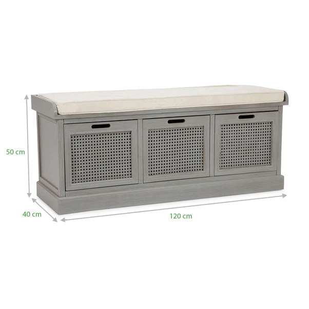Dunelm Lucy Cane Grey Storage Bench 6 Dunelm Lucy Cane Grey Storage Bench - Image 6