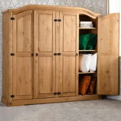 Seconique Corona 4 Door Wardrobe, Pine