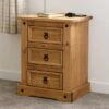 Seconique Premiere Corona 3 Drawer Bedside Table, Pine