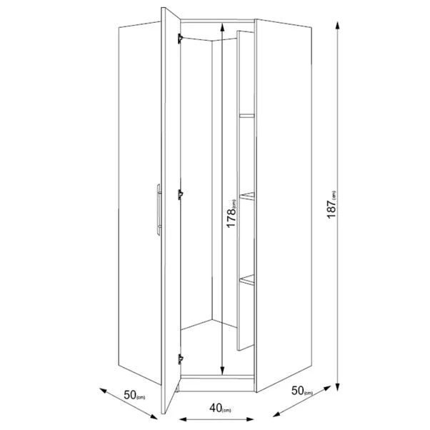 Harmony Angel Corner Wardrobe, White 3 Harmony Angel Corner Wardrobe, White - Image 3