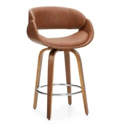 Dunelm Torcello Tan Faux Leather Bar Stool
