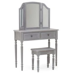 Dunelm Lucy Cane 2 Drawer Dressing Table Set With Mirror -The Furniture Store 30564558 alt03