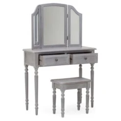 Dunelm Lucy Cane 2 Drawer Dressing Table Set With Mirror -The Furniture Store 30564558 alt04