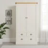 Dunelm Compton Double 3 Drawer Wardrobe, Ivory & Oak