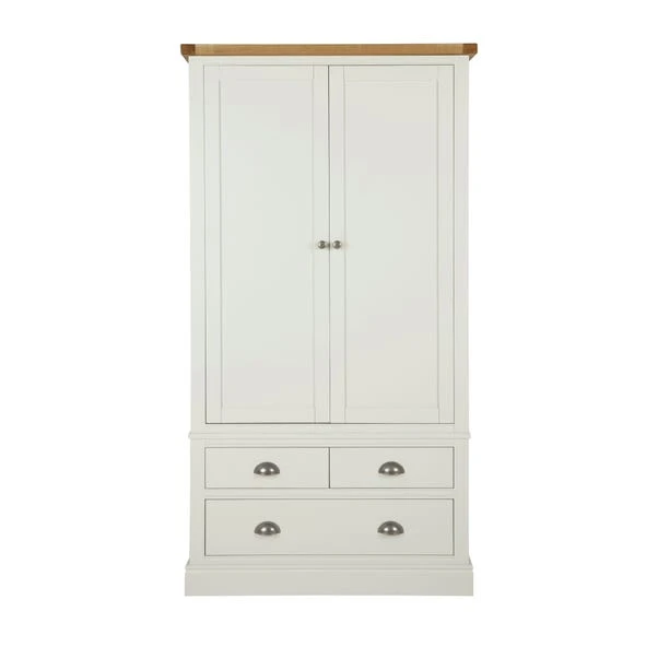 Dunelm Compton Double 3 Drawer Wardrobe, Ivory & Oak 2 Dunelm Compton Double 3 Drawer Wardrobe, Ivory & Oak - Image 2