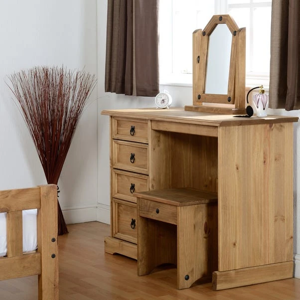 Seconique Corona 3 Drawer Dressing Table, Pine 1 Seconique Corona 3 Drawer Dressing Table, Pine