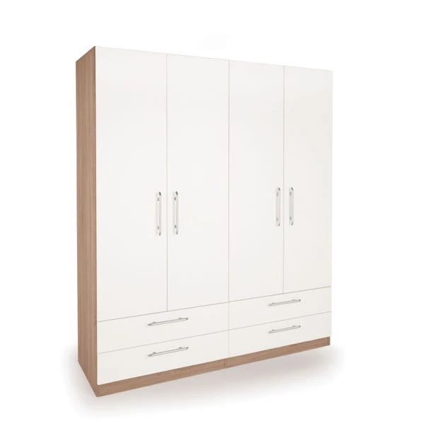 Harmony Hyde 4 Door 4 Drawer Wardrobe, White 1 Harmony Hyde 4 Door 4 Drawer Wardrobe, White