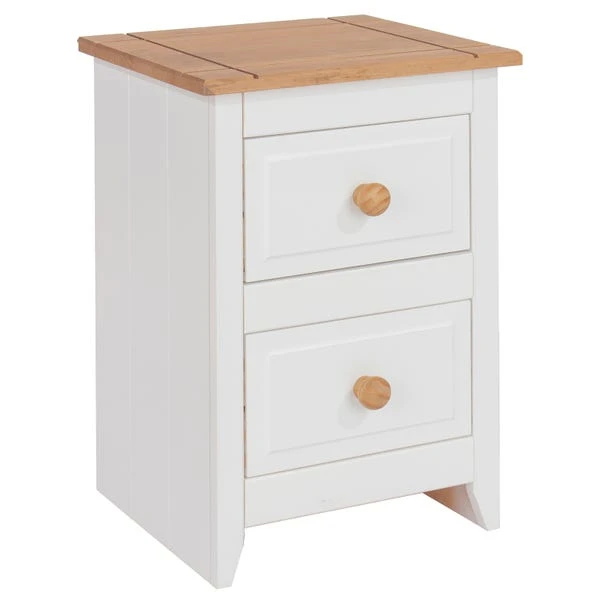 Core Capri Small 2 Drawer Bedside Table, White & Pine 1 Core Capri Small 2 Drawer Bedside Table, White & Pine