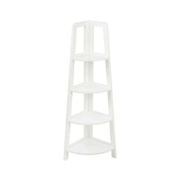 Lloyd Pascal White 4 Tier Corner Shelving Unit 1 Lloyd Pascal White 4 Tier Corner Shelving Unit
