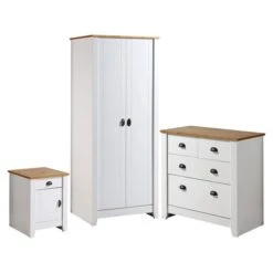 Seconique Ludlow 3 Piece Bedroom Furniture Set, White & Pine