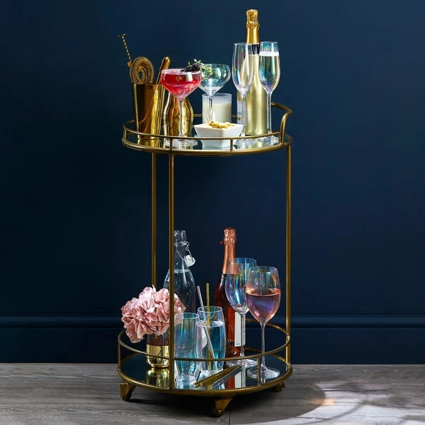 Dunelm Pimlico Antique Brass Drinks Trolley 1 Dunelm Pimlico Antique Brass Drinks Trolley