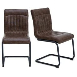 Dunelm Felix Set Of 2 Cantilever Faux Leather Dining Chairs