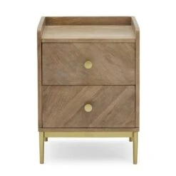 Dunelm Rumi 2 Drawer Bedside Table, Mango Wood
