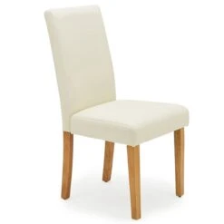 Dunelm Hugo Set Of 2 Faux Leather Cream Dining Chairs -The Furniture Store 30662752 alt02