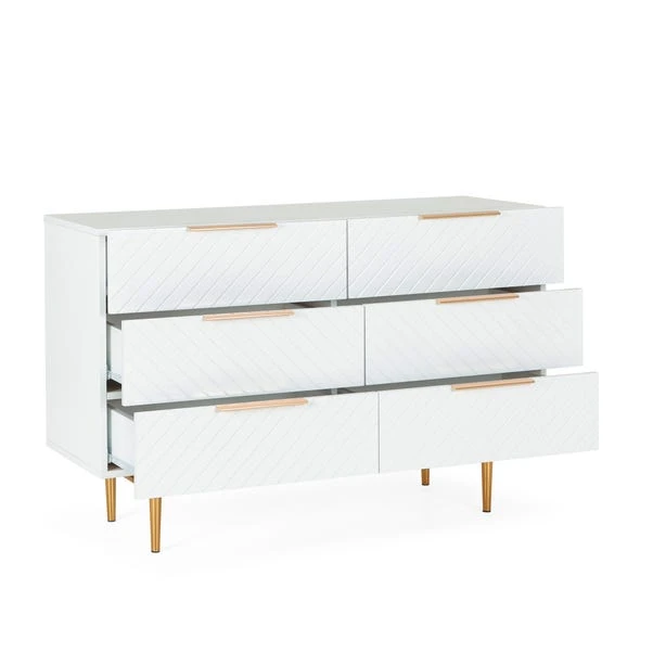 Dunelm Maurice 6 Drawer Chest, White 2 Dunelm Maurice 6 Drawer Chest, White - Image 2