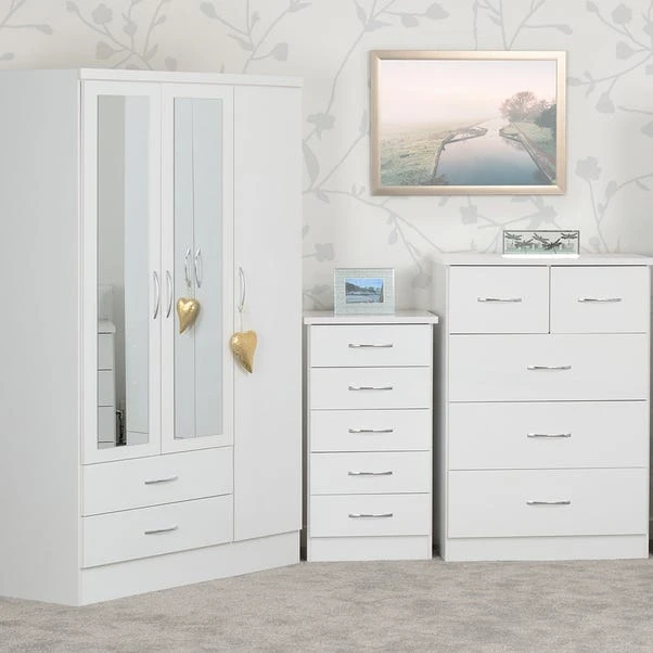 Seconique Nevada Triple 2 Drawer Wardrobe, Mirrored 1 Seconique Nevada Triple 2 Drawer Wardrobe, Mirrored