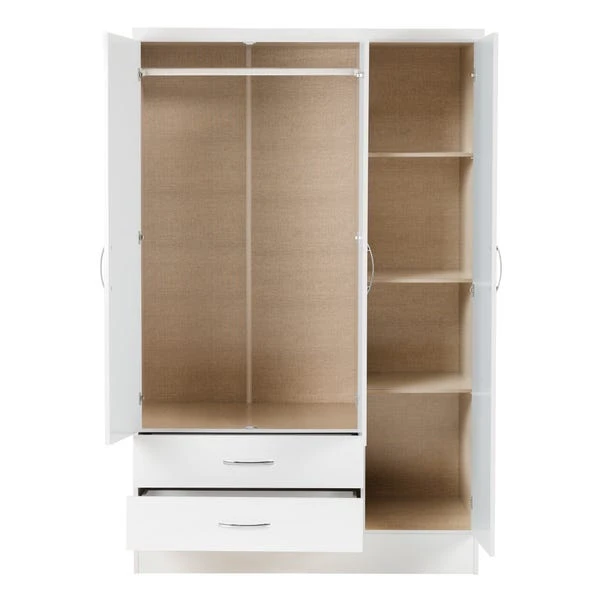 Seconique Nevada Triple 2 Drawer Wardrobe, Mirrored 3 Seconique Nevada Triple 2 Drawer Wardrobe, Mirrored - Image 3