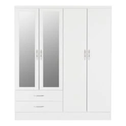 Seconique Nevada 4 Door 2 Drawer Wardrobe, Mirrored -The Furniture Store 30693661 alt02
