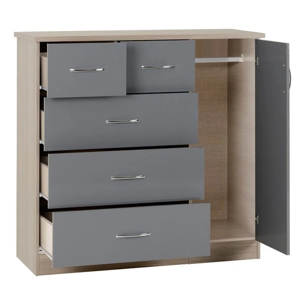 Seconique Nevada Small Single 5 Drawer Wardrobe 4 Seconique Nevada Small Single 5 Drawer Wardrobe - Image 4