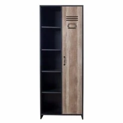 Lloyd Pascal Single Wardrobe With Side Shelves, Black -The Furniture Store 30701967 alt02