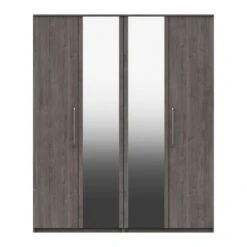 One Call Furniture Parker 4 Door Wardrobe, Mirrored