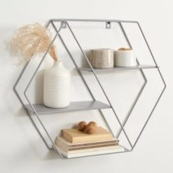 Dunelm Grey Large Hexagonal Shelf
